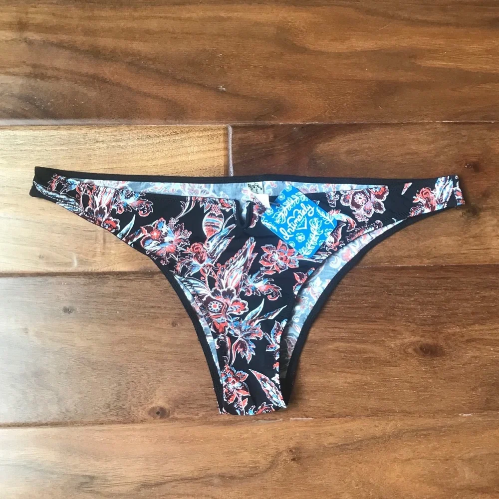 Free People Black and Orange Patterned Panty